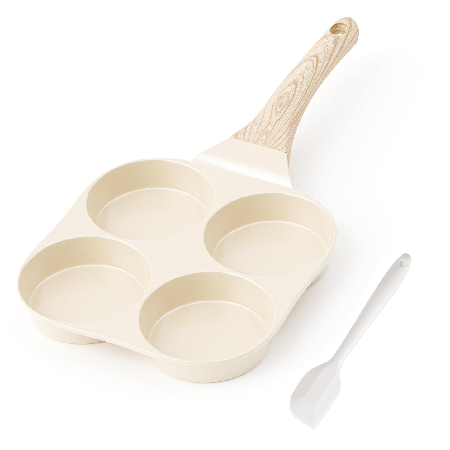 Caannasweis Ceramic Egg Pan Omelette Pan, 4-Cup Nonstick Omelette Skillet, Breakfast Frying Pan Egg Cooker Suitable for Gas Stove & Induction Cookware, PFOA PFOS Free, Yellow