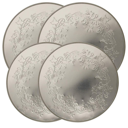 Range Kleen 4 Pack Round Ivy Embossed Silver Burner Kovers with 2 8.5 Inch and 2 10.5 Inch