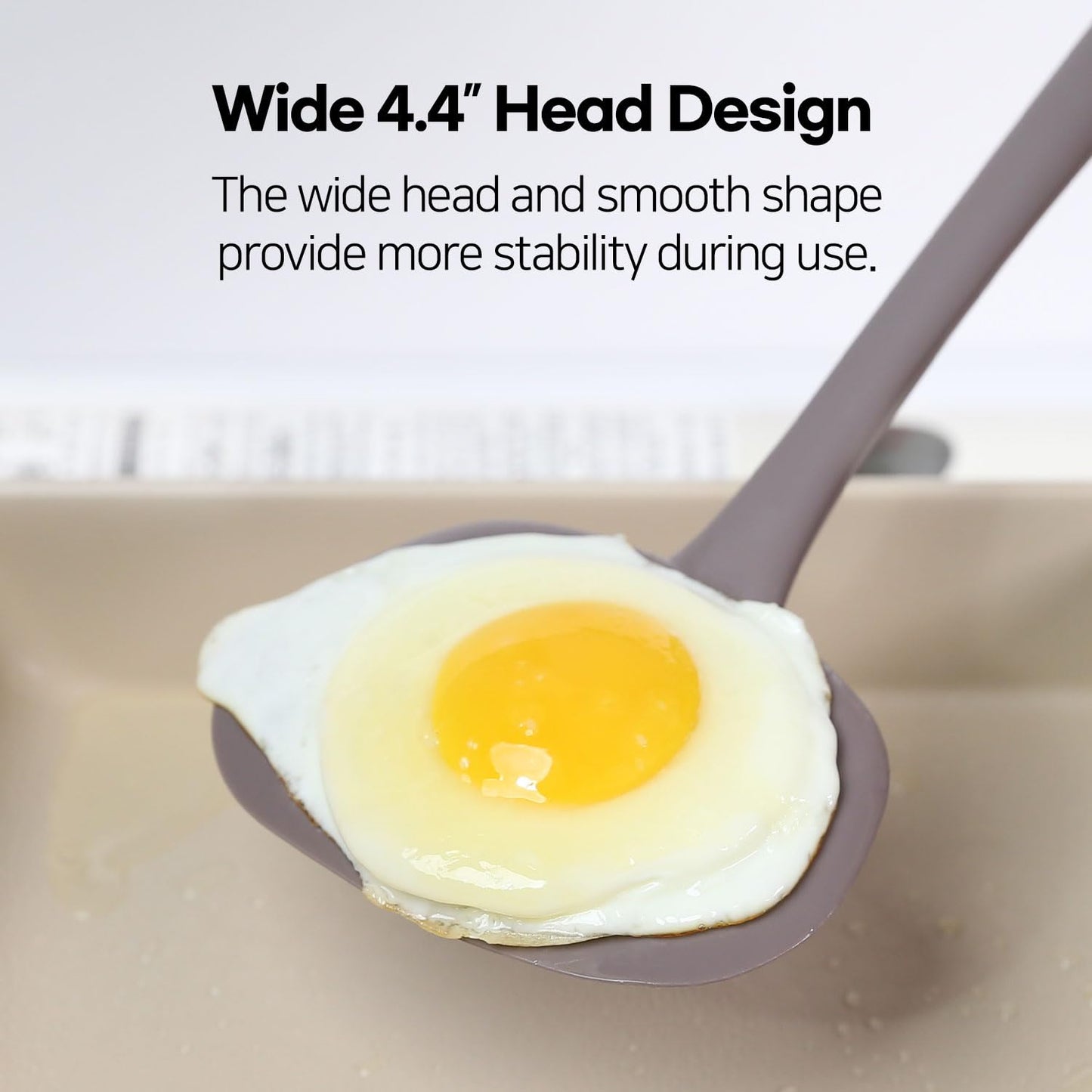 HouseTip Silicone Turner Spatula – Heat Resistant Cooking Utensil for Nonstick Pans, BPA-Free, Flexible and Durable for Flipping Eggs, Pancakes, Fish (White)
