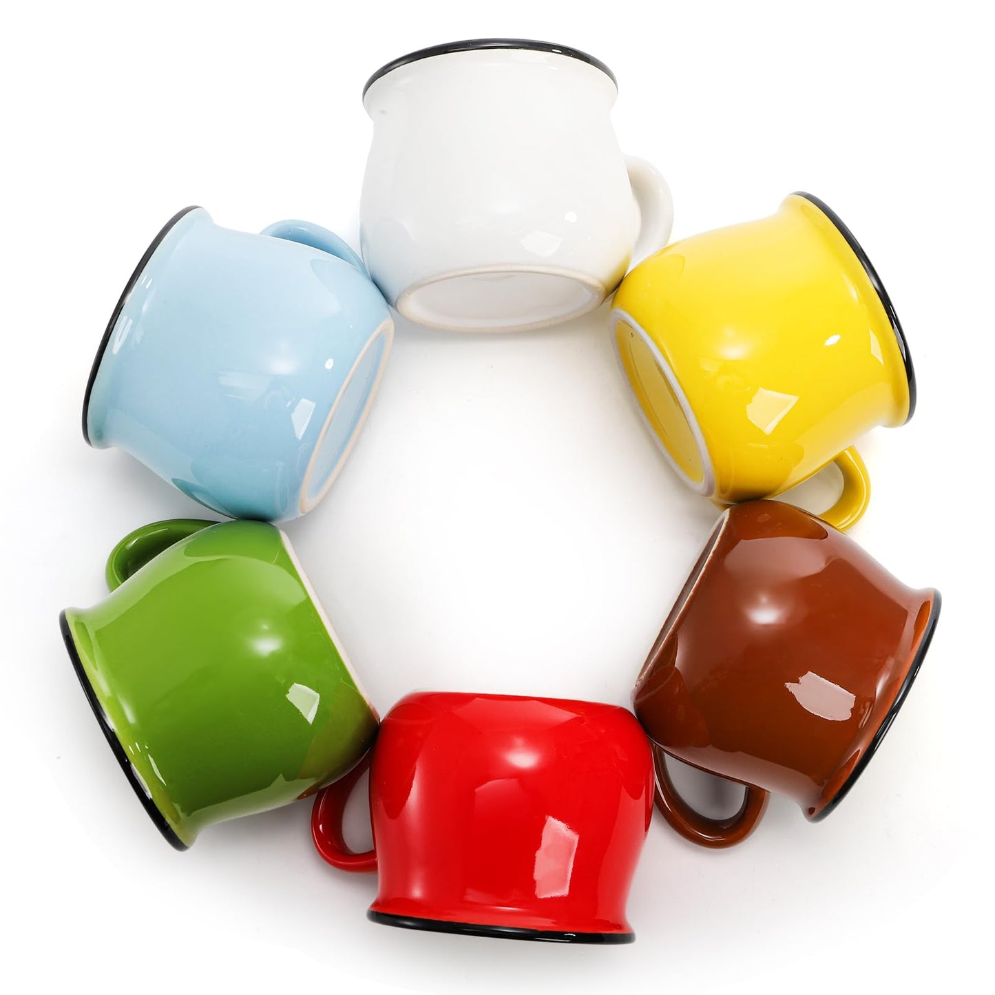 ELFULLY 5 Oz 6 Pcs Cute Coffee Mugs, Mini Ceramic Espresso Cups, Small Demitasse Mugs with Handle for Home Kitchen Coffee Bar, Ideal Birthday Holiday Gift for Microwave & Dishwasher Safe