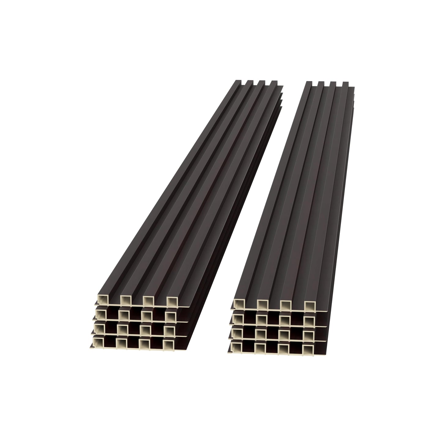 POHARE Slat Wall Paneling,8-Pack 3D WPC Wood Wall Panels,Acoustic Wall Panels for Interior Wall Decor,Living Room,Bedroom,Black Brown,95 x 6 in