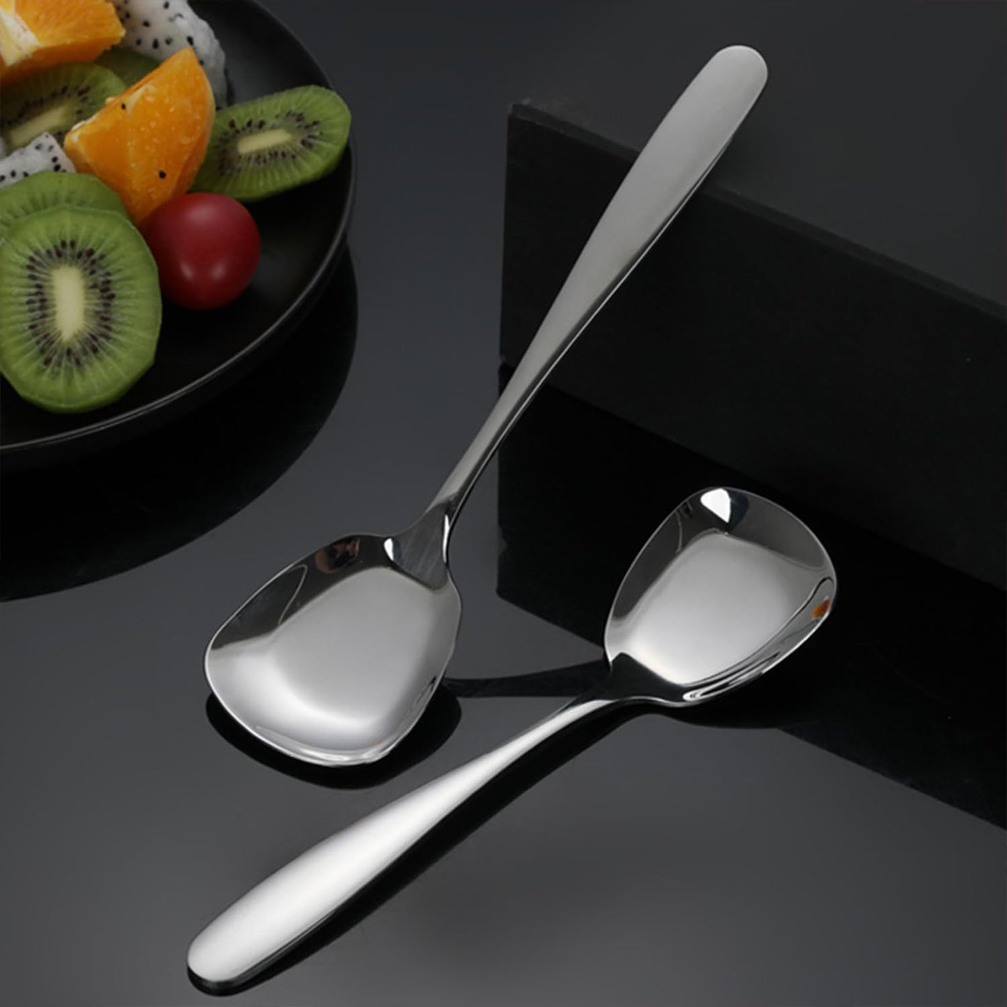 Ouliget Square Head Spoons, Korean style Square Sugar Spoon,Thick Heavy Stainless Steel Soup Spoons Table Spoons Flat Square Spoon,7 Inch,Set of 4.