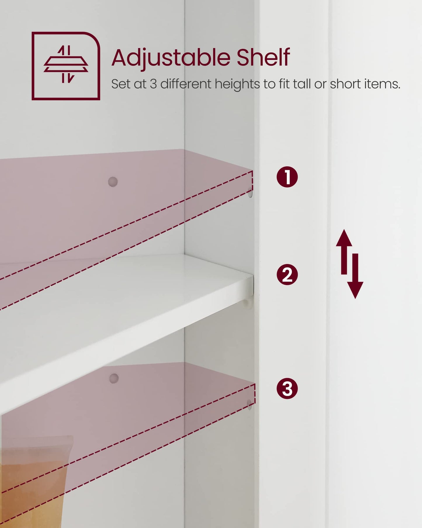 VASAGLE Corner Cabinet, Tall Corner Storage Cabinet with 2 Doors and 4 Adjustable Shelves, for Bathroom Kitchen Living Room, Modern Farmhouse Design, White UBBC541P31