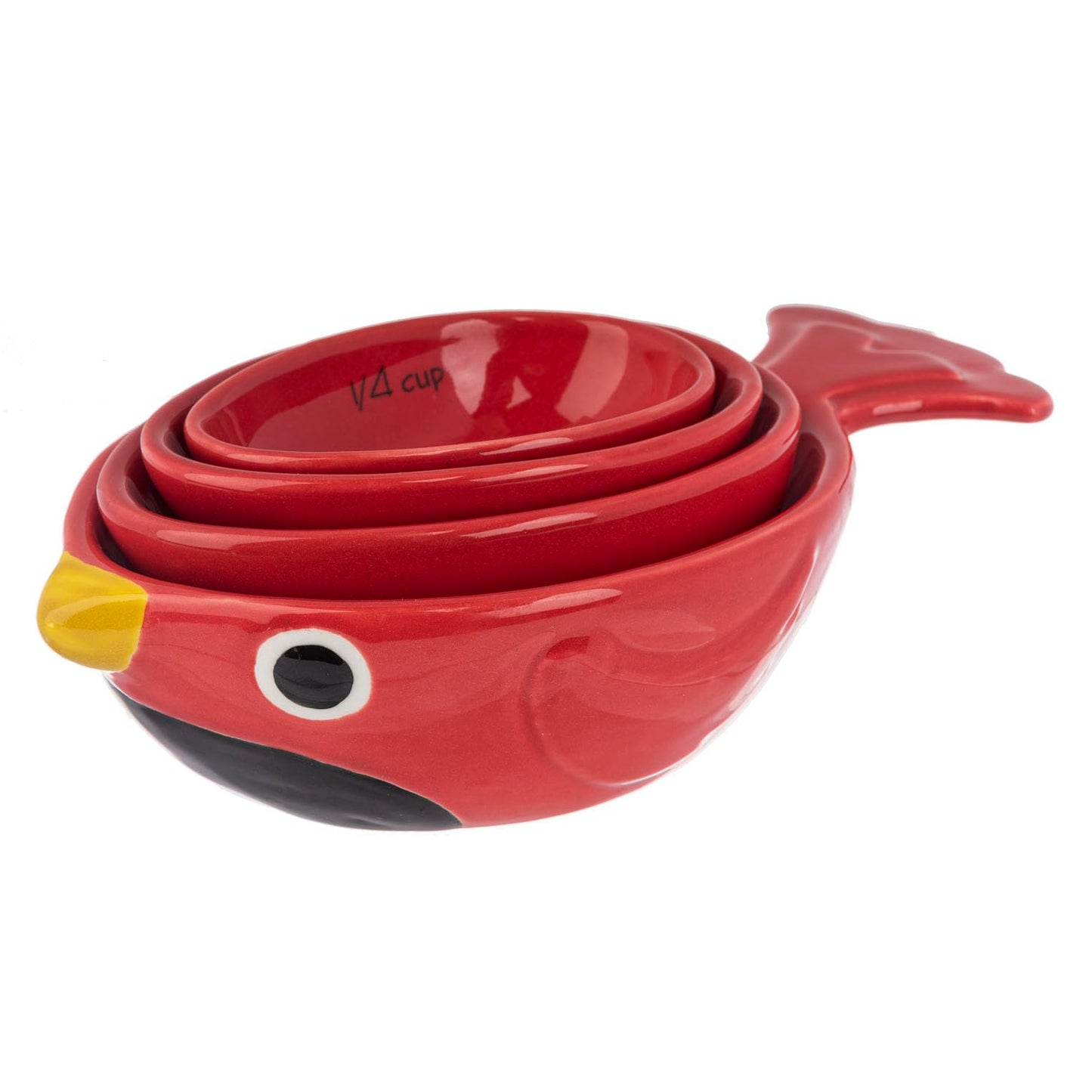 Ganz Decorative Nested Measuring Cups 4 Piece Set 4.5 x 8 Inch Ceramic Stoneware Cardinal Bird