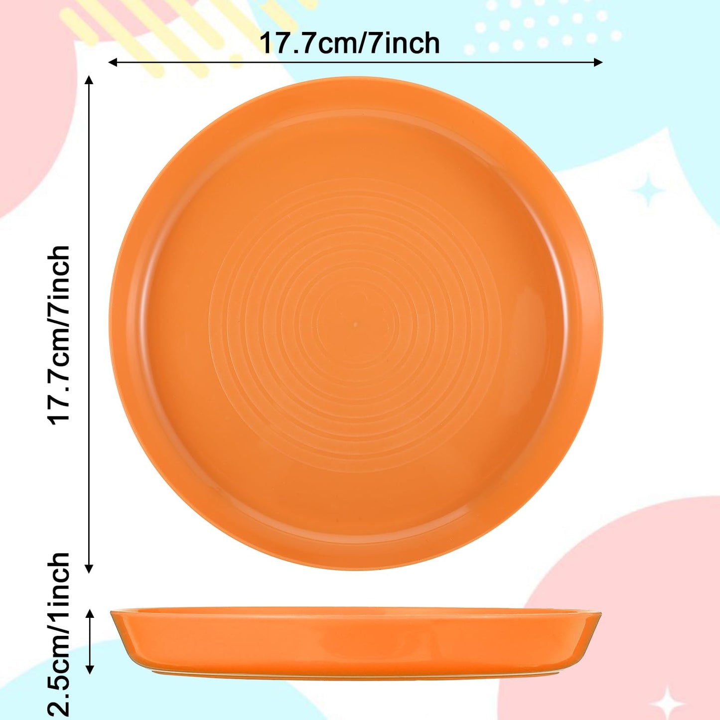 Nodaaiie 24 Pack Kids Plastic Plates 7 Inch Unbreakable Toddler Dinner Plates Set Plastic Plates Reusable, Microwave & Dishwasher Safe, 6 Vibrant Colors, Stackable for Home, Travel, Parties