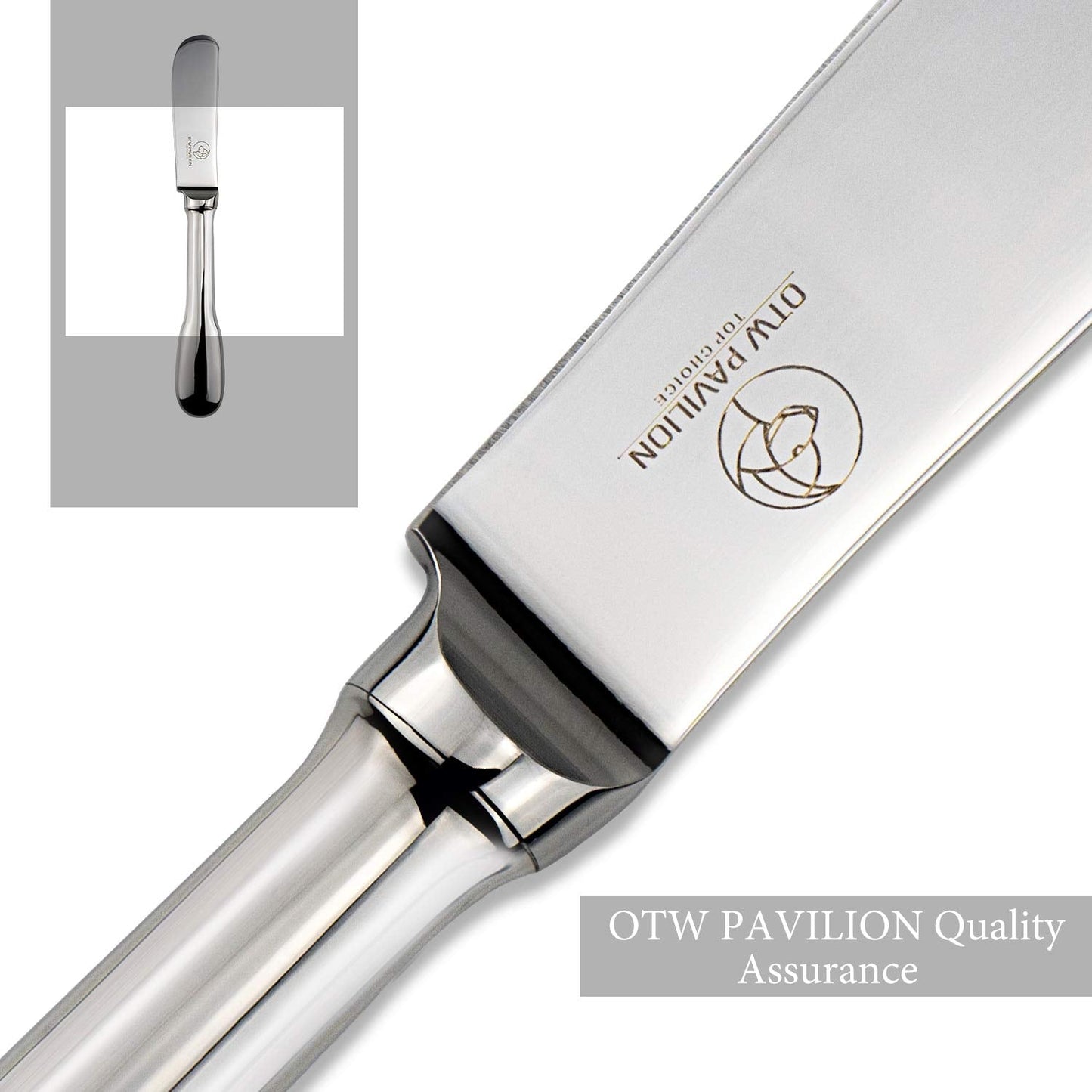 OTW PAVILION Set of 6 Butter Knife Silver Cheese Knife Spreaders 18/10 Stainless Steel for Butter Cheese and Dessert