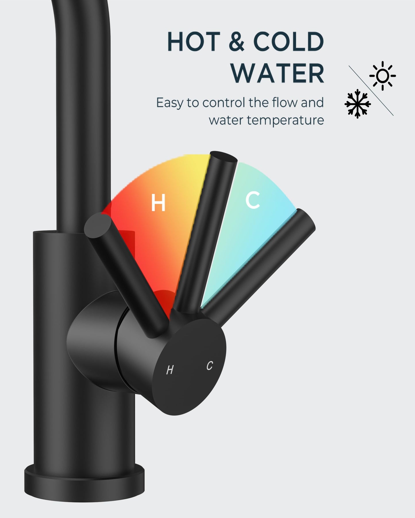 FORIOUS Black Bathroom Faucet 1 or 3 Hole Sink Single Handle, 360° Swivel Gooseneck Spout, Matte Finsh, Leak-Free, with cUPC Supply Line and Pop Up Drain, Suitable for Bar Kitchen RV Vanity