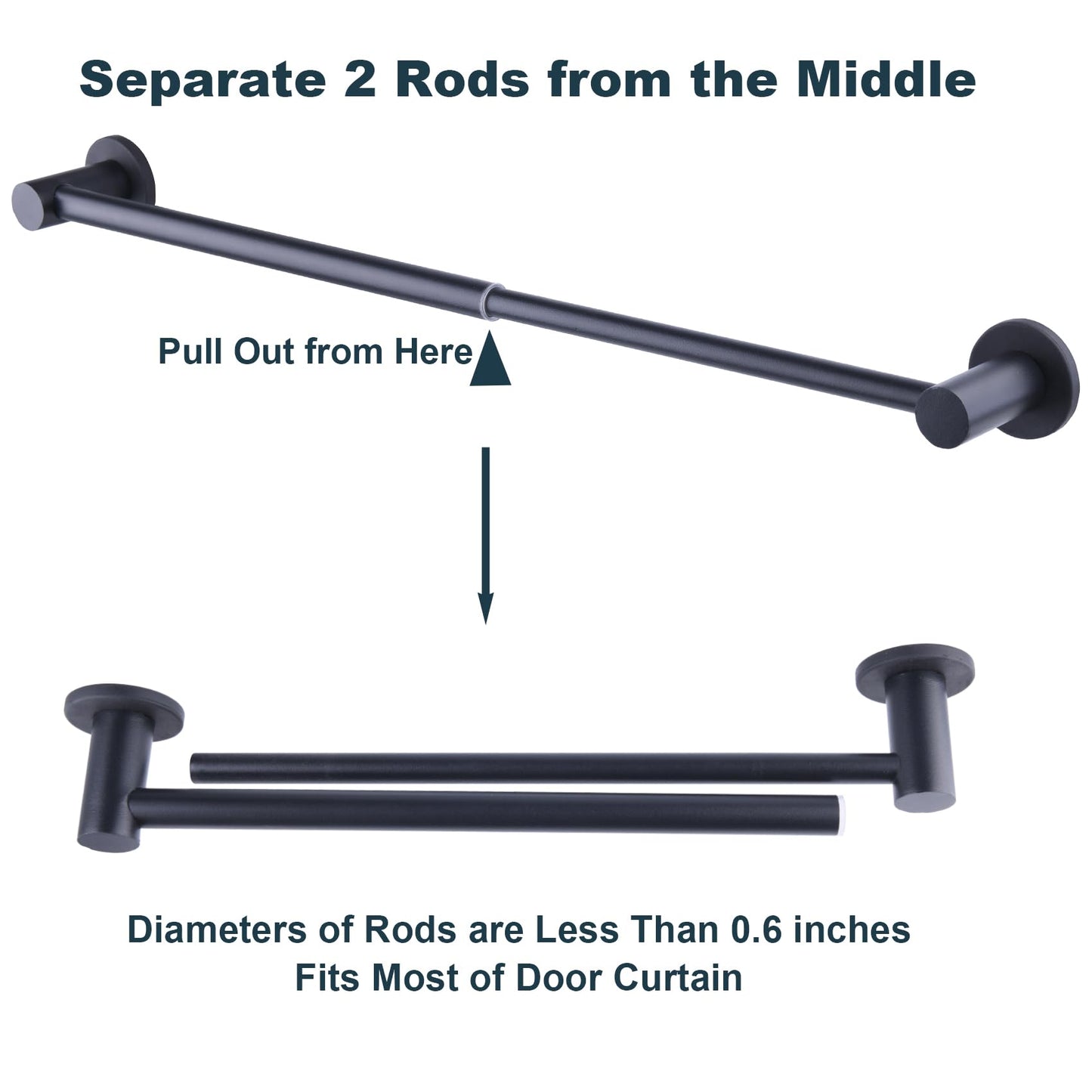 10-18 inches Adjustable Magnetic Towel Bar for Refrigerator, Magnetic Rod for Chart Whiteboard, Magnet Towel Holder Towel Hook Hanger for Kitchen Dishwasher, Laundry Washer, Black, Pack of 1