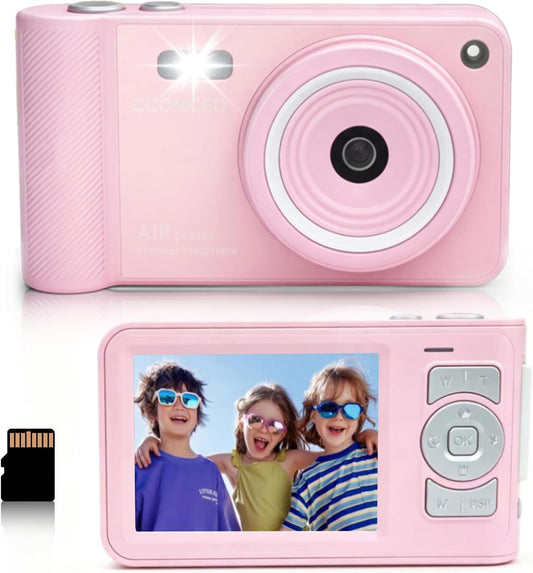 GCORDER 3-18, 50MP 1080P 16X 3-12, 13-18 Digital Camera,Pink Digital Camera for Kids Teens FHD Compact Camera with GB