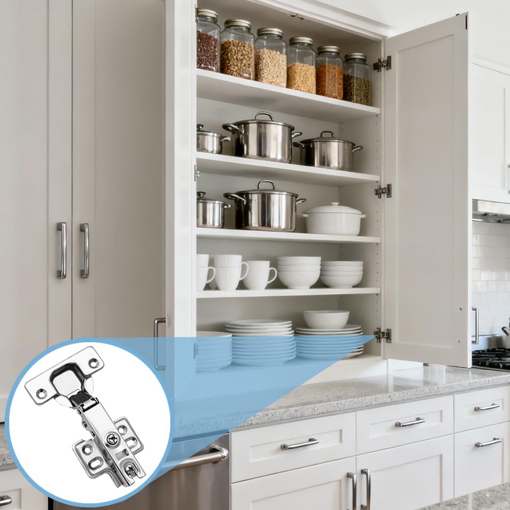 4 Pack 2 Pair Kitchen Cabinet Door Hinges, 105 Degree Soft Close Adjustable Concealed Cabinet Furniture Hinges, Full Overlay Cabinet Door Hinges with Mounting Screws