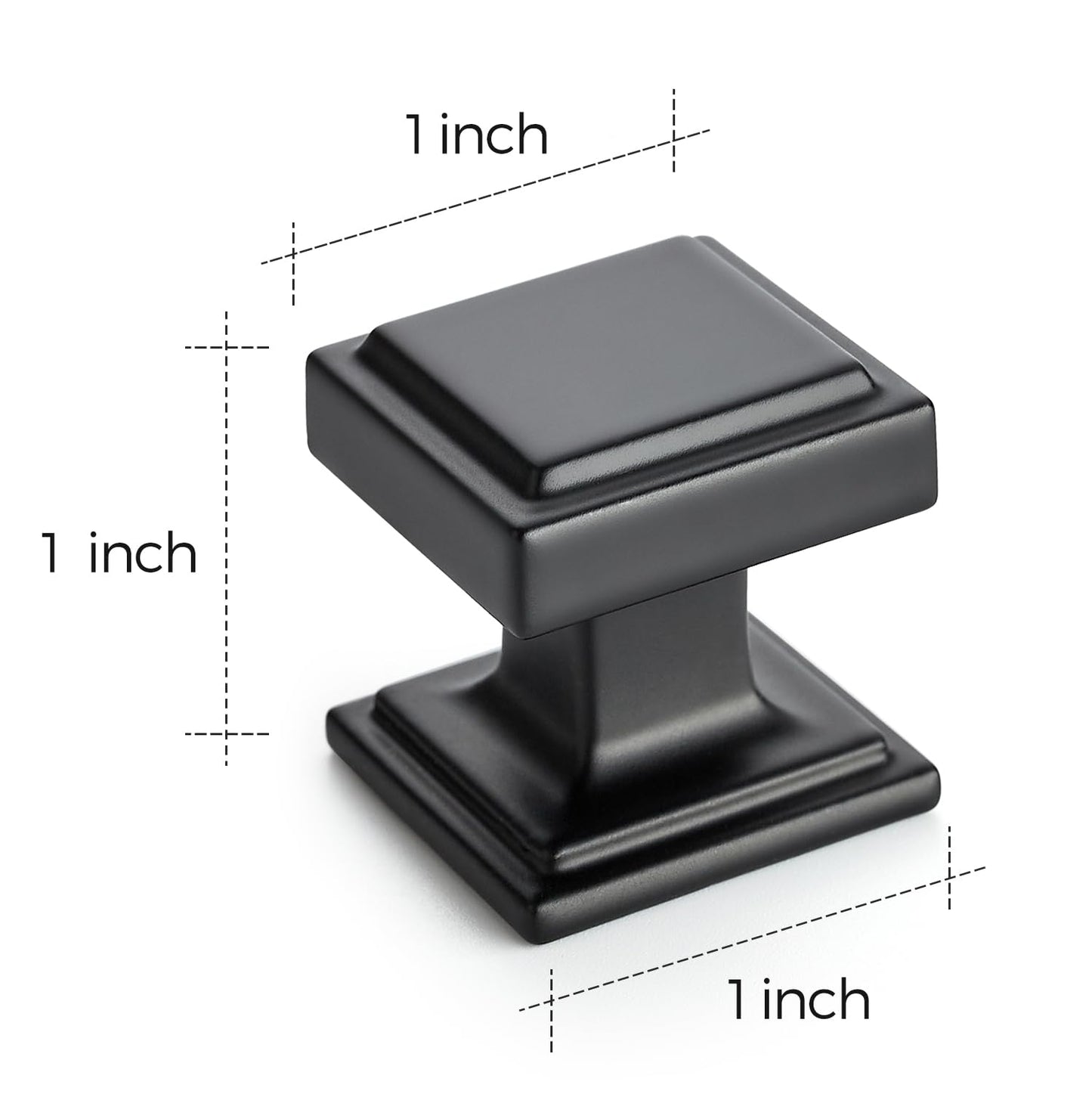 Ravinte 5 Pack Matte Black Square Kitchen Cabinet Knobs,Zinc Solid Drawer Pulls,Farmouse Handles for Cupboard, Dresser, Closet and Bathroom, Modern Cabinet Hardware