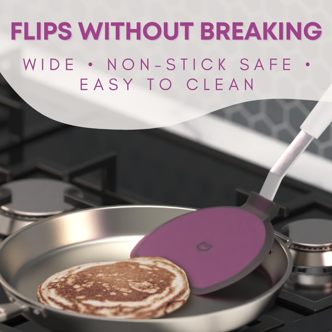 Wide Pancake Spatula Flipper - Heat Resistant Extra Large Silicone Turner for Non-Stick Cookware & Griddle - Perfect for Crepes & Eggs - Ideal Big Baking Tool for Women Who Love to Bake by KPKitchen