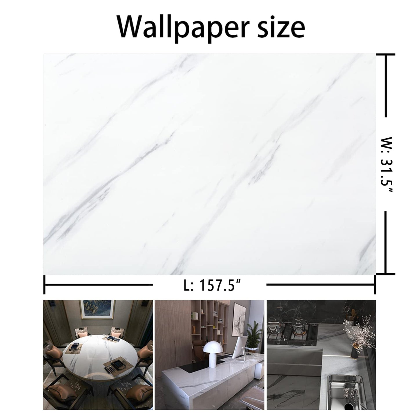 BAYYA Extra Wide Marble Granite Peel and Stick Wallpaper Ivory White 31.5x157inch Smooth Light Countertop Contact Paper for Kitchen Bathroom Self-Adhesive Waterproof Marble Wall Paper Roll Vinyl Wrap