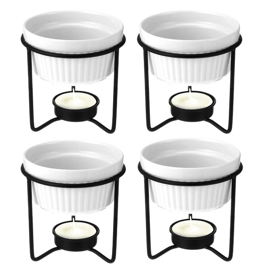 4 Set Ceramic Butter Warmers for seafood, Butter Melter Set of 2 for Chocolate or Cheese,Fondue- Dishwasher Safe,Oven Safe,Microwave Safe