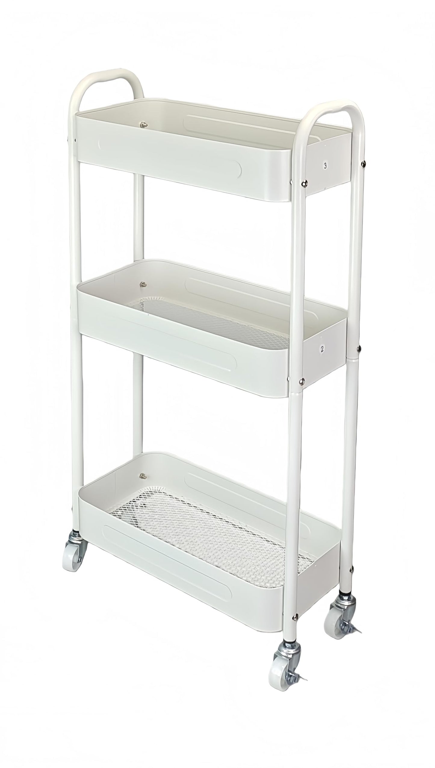 LIWNYRK 3 Tier Narrow Rolling Storage Cart for Laundry Room Bathroom Kitchen, 7.1'' Slim Utility Cart with Wheels and Lockable Casters Standing Shelf for Small Space & Between Washer and Dryer, White