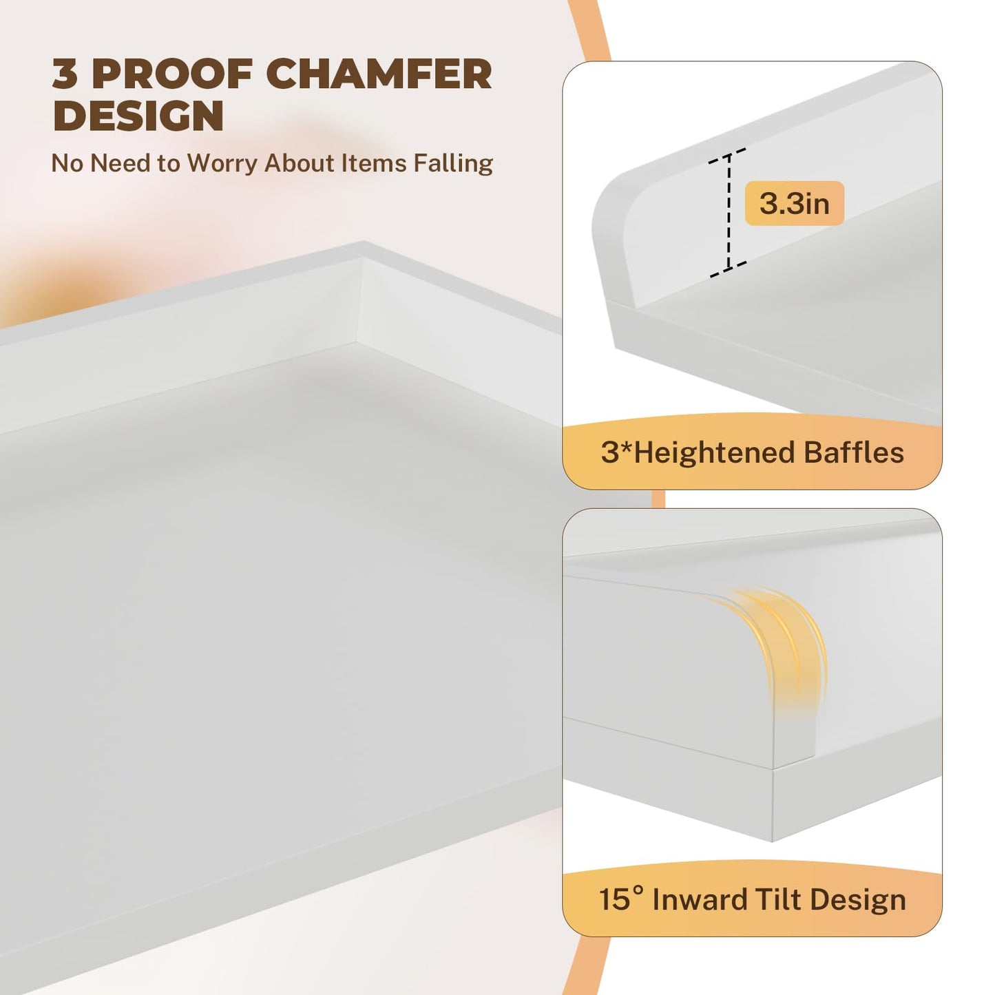 FAHKNS Washer Dryer Countertop - 54" Wood Laundry Washer Dryer Topper with Anti-Slip Mat, Waterproof Laundry Room Organization, Elegant & Space-Saving, White
