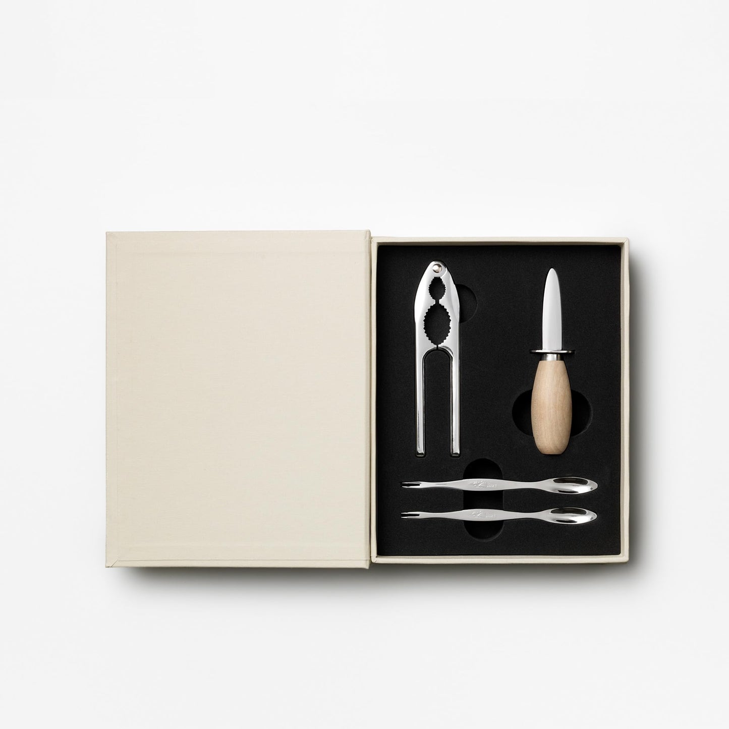 Printworks The Essentials, Seafood Tools – Seafood Tools Set with Oyster Knife, Shell Cracker & 4 Seafood Picks in Elegant Book-Style Case