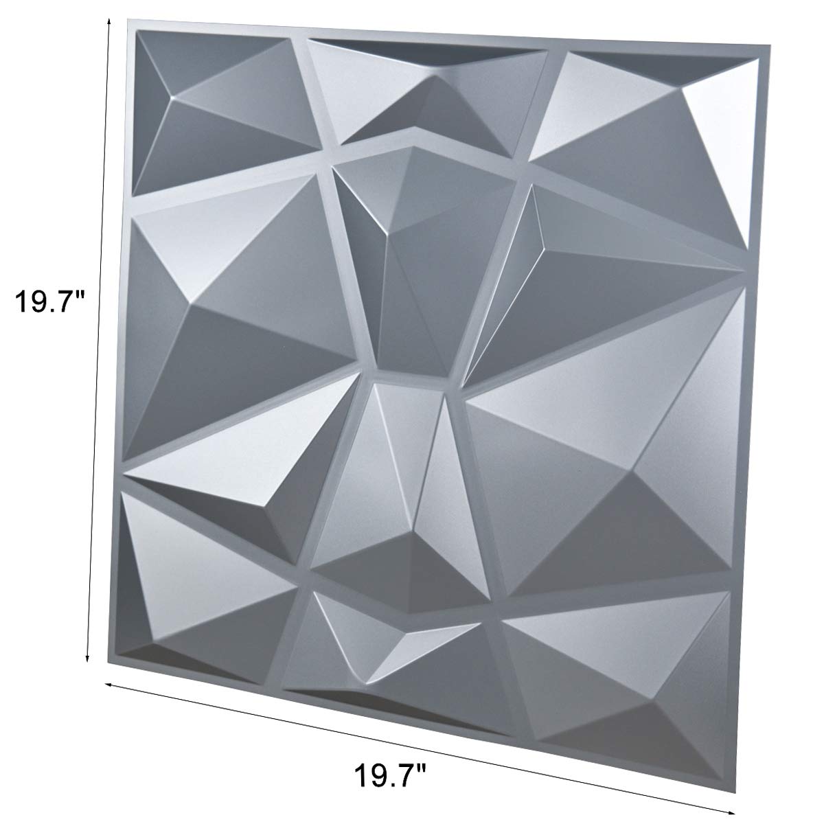Art3d 3D Paneling Textured 3D Wall Design, Grey Diamond, 19.7" x 19.7" (12 Pack) (Matt Grey)