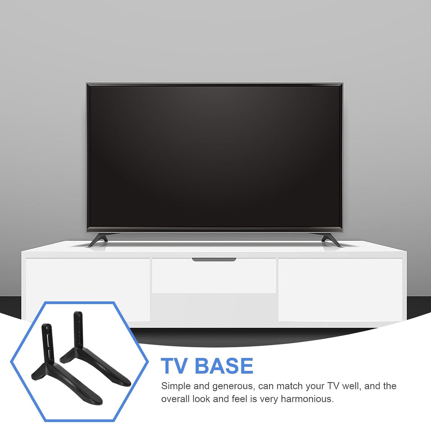 GARVALON Stable TV Support Base Stand with Screws - Replacement Pedestal Feet for Living Room Furniture