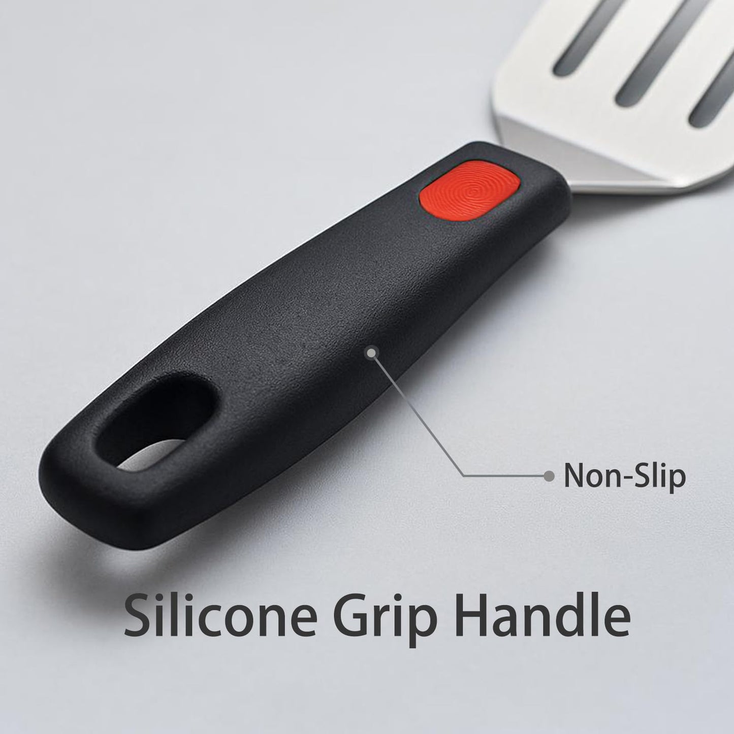 Svailse 2Pcs Stainless Steel Spatula Set, Metal Turners for Kitchen Use, Metal Cooking Utensils for Cast Iron Skillet with Silicone Handle, Spatula Flipper for Frying Egg, Brownie, Cookies or Pancake