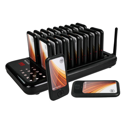 Retekess TD173 Restaurant Pager System, Buzzers for Restaurant, Turn Off The Beep, Custom Stickers, 20 Pagers with Buzzer Vibration Flash for Food Court, Hotels, Churches