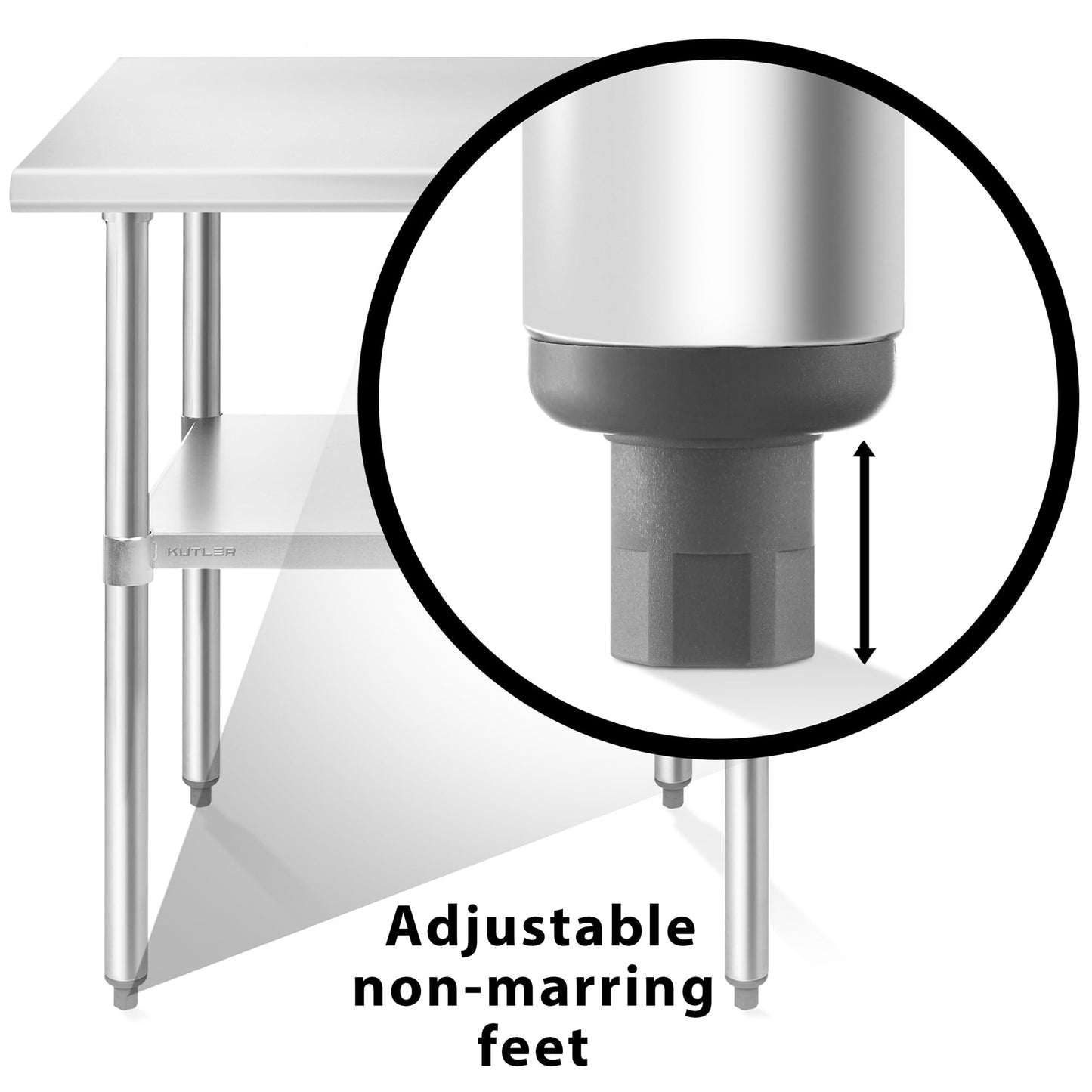 KUTLER Stainless Steel Table 24 x 36 Inches with Caster Wheels, NSF Heavy Duty Commercial Prep and Work Table with Undershelf for Restaurant, Hotel, Home