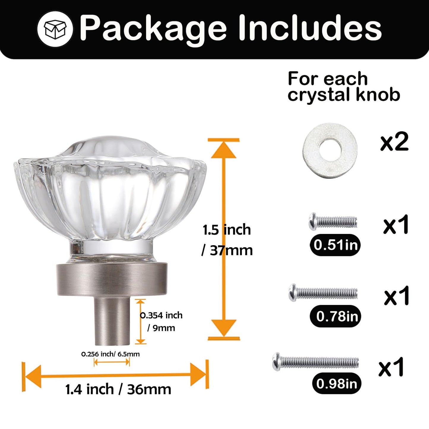 CEYMIO Crystal Cabinet Knobs 8 Pack Clear Glass Pulls for Kitchen Bedroom Bathroom Living Room Furniture, Brushed Nickel Base Old Style Cabinets Closet Dresser Drawers Cupboard Handles
