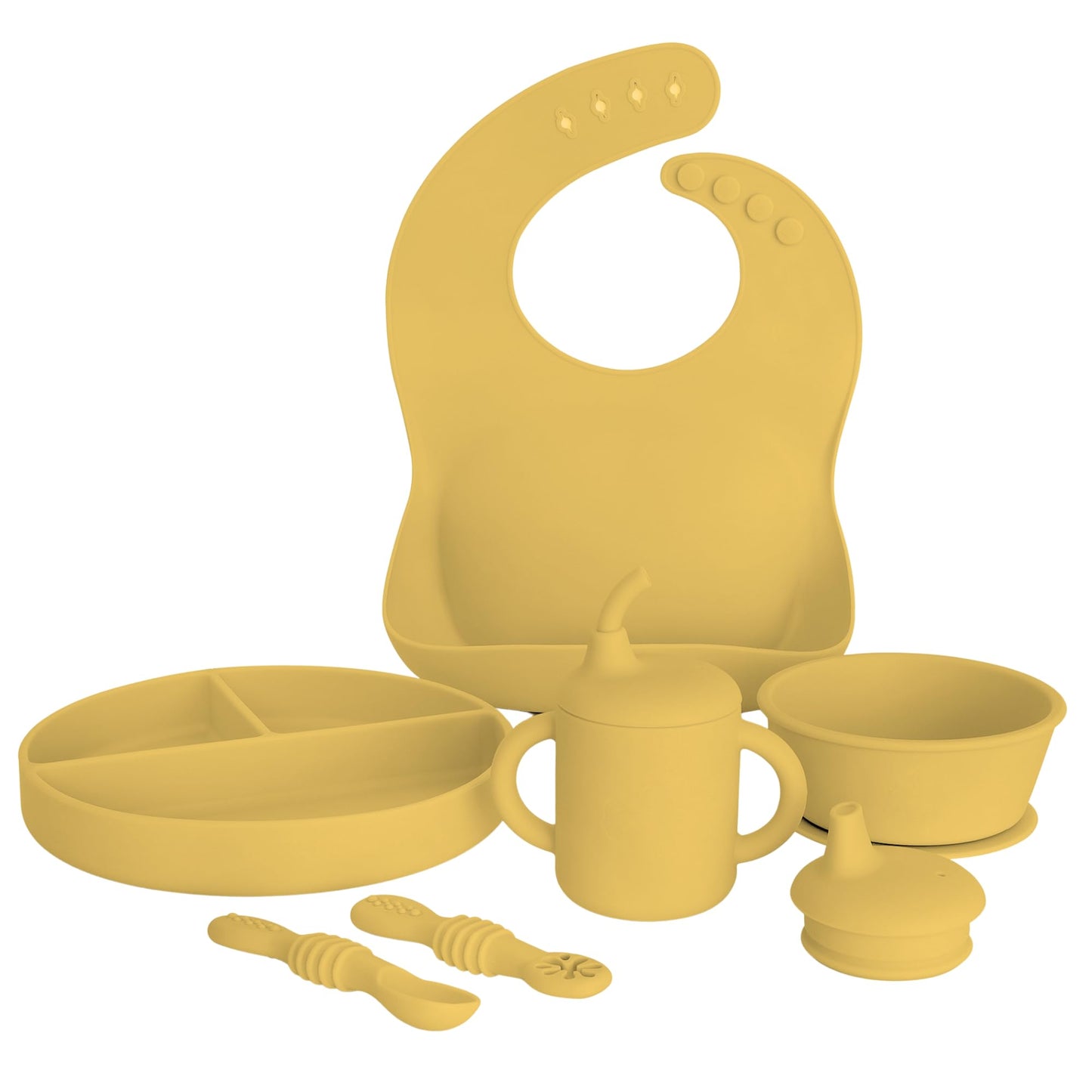 Little Loon Baby Led Weaning Starter Set – Complete Silicone Feeding Kit for 6+ Months - Baby Plates, Bibs, Spoons & Sippy Cup - Baby Shower Gifts - Sun