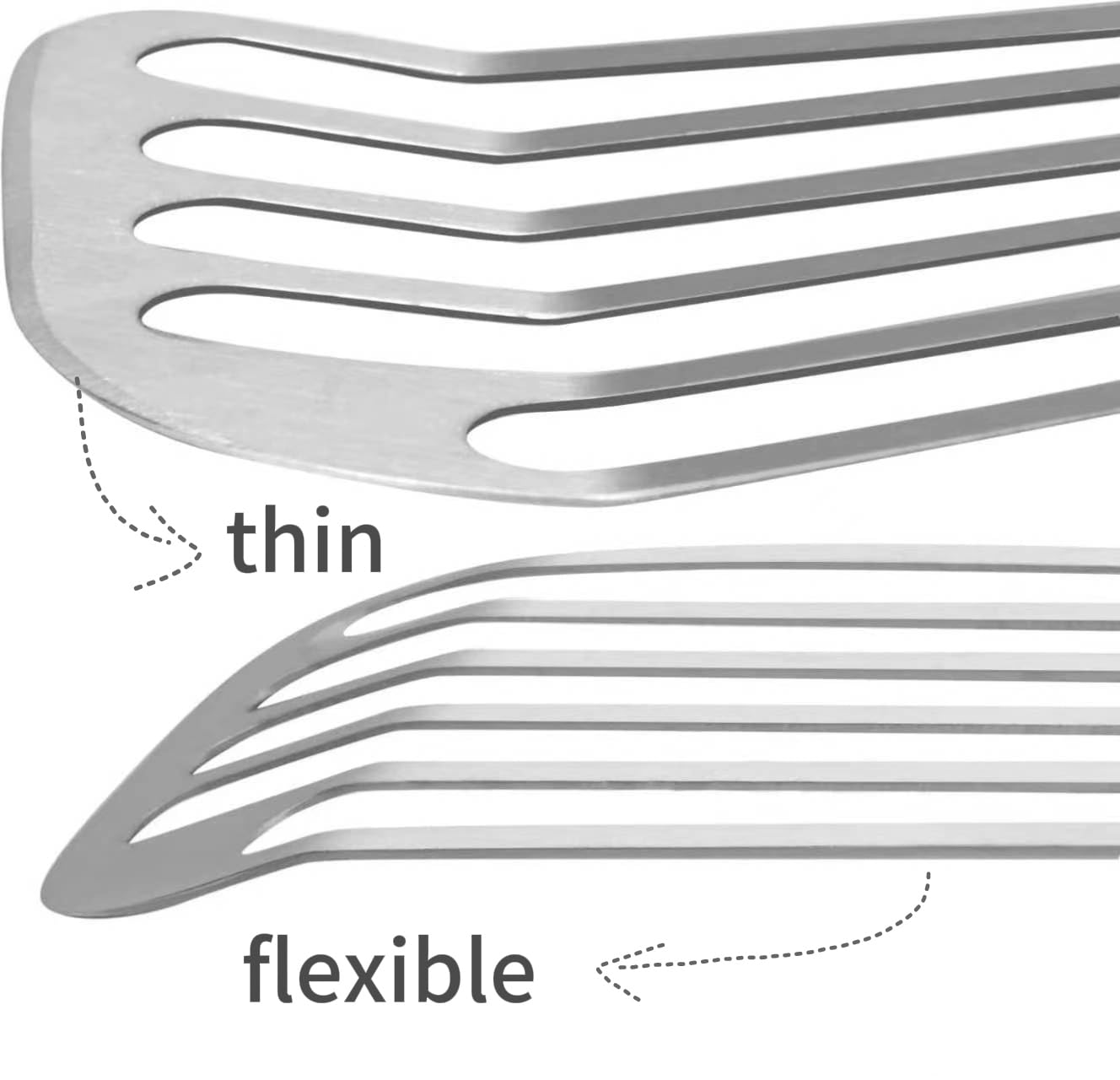 KSENDALO Thin Fish Spatula Stainless Steel -Flexible Slotted Egg Flipper with Angled Blade & Comfortable Hollow Grip, Metal Turner for Fish Egg Omelettes Pancakes, All Cookware, Dishwasher Safe
