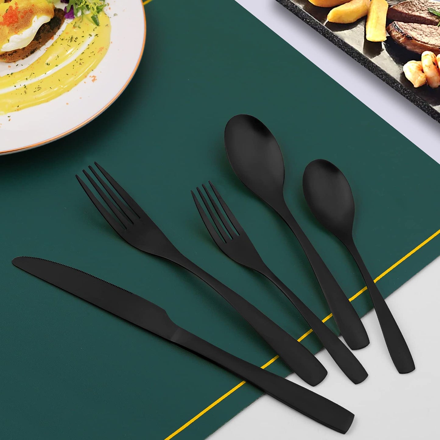 40 Piece Silverware Set, Bettlife Matte Black Silverware Set for 8, Stainless Steel Flatware, Utensil Sets Cutlery Set for New Apartment, Minimalist, Dishwasher Safe