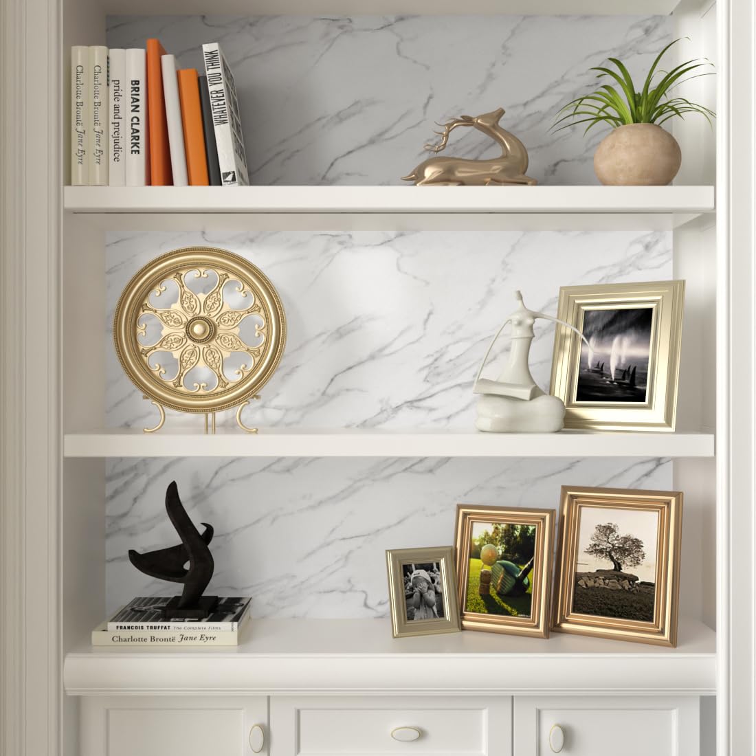 Stickyart Marble Contact Paper Peel and Stick White Marble Wallpaper for Countertops 15.8"X317" Self Adhesive Marble Counter Top Peel and Stick Waterproof Marble Contact Paper for Desk Table Cabinets