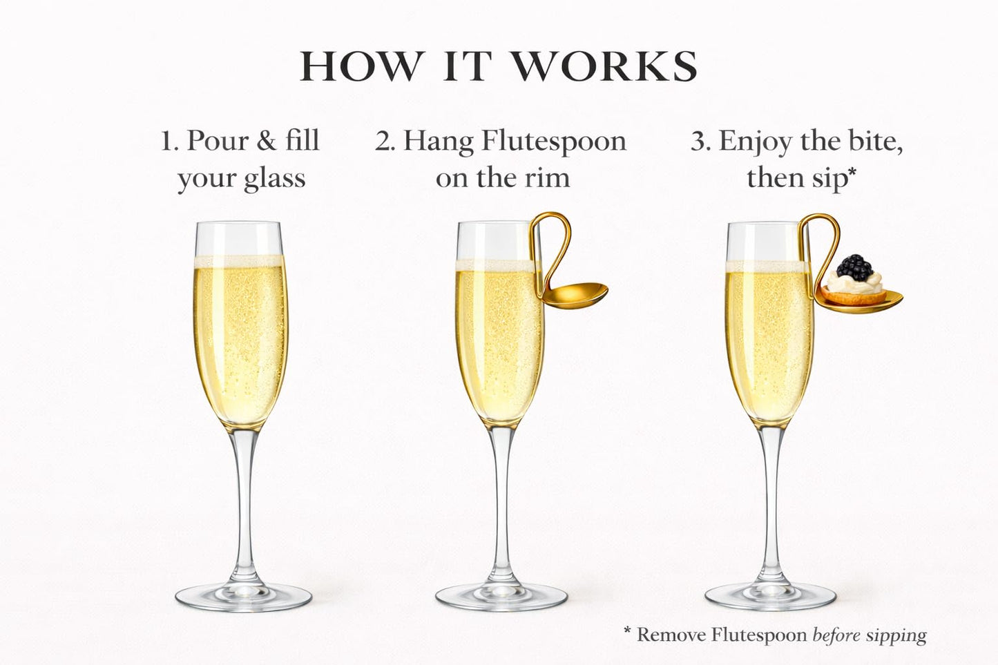 FluteSpoon™ Gold Rim-Hanging Champagne Spoon (4 Pack)