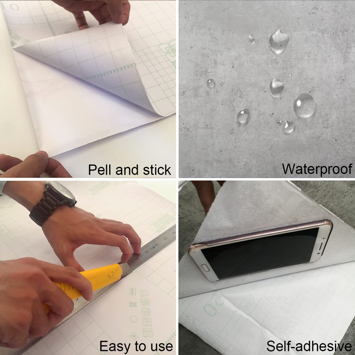 TOTIO Gray Concrete Wallpaper Matte Thick Textured Grey Cement Contact Paper Peel Stick Countertop Paper Removable Waterproof Adhesive Furniture Stickers Industrial Style Vinyl Wall Sticker 24x354inch