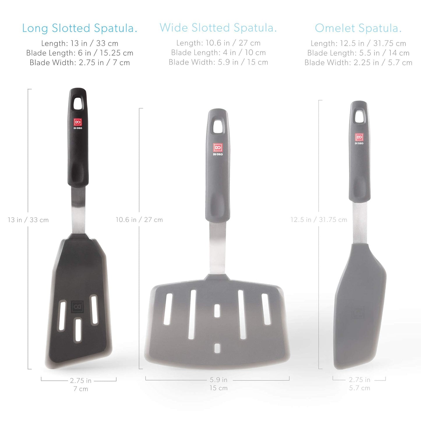 DI ORO Silicone Fish Spatula - for Nonstick Cookware - Fish Turner Spatula 600°F Heat-Resistant BPA Free - Slotted for Cooking - Non Stick Thin Egg Flipper (Black)