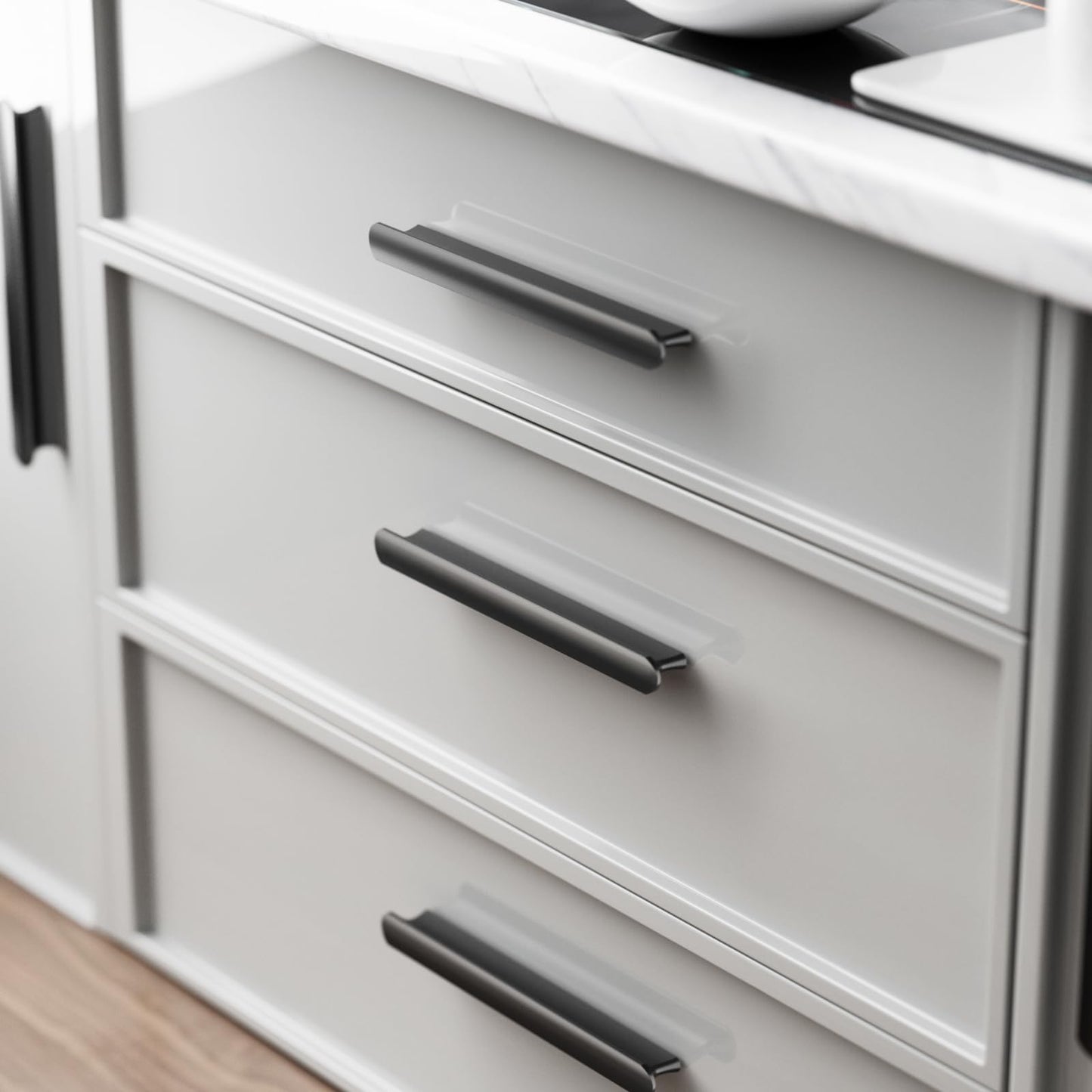 Cobbe 10 Pack Black Cabinet Handles 5 inch(128mm) Hole Centers Cabinet Pulls Kitchen Cabinet Handles Matte Black Drawer Pulls Kitchen Cabinet Hardware