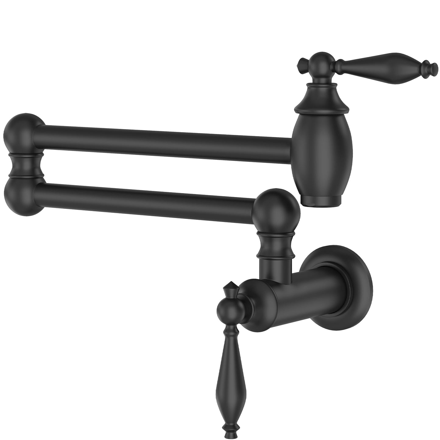 GIMILI Matte Black Pot Filler Faucet Wall Mount Kitchen Faucets Over Stove Faucet Folding Faucet with Double Joint Swing Arms