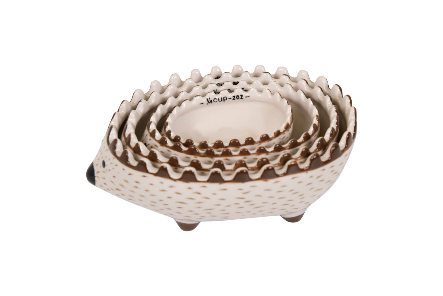 Creative Co-Op Hand Painted Stoneware Hedgehog Measuring Cups (Set of 4 Sizes)