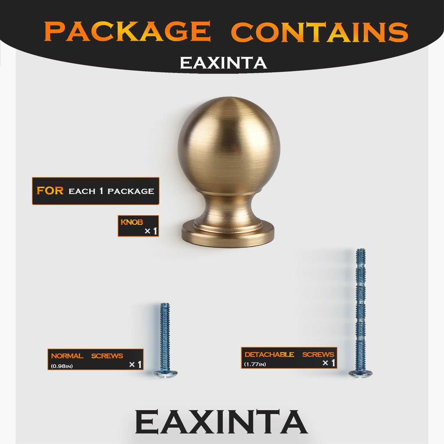 EAXINTA 10 Pack Champagne Bronze Cabinet Knobs, Round Ball Kitchen Cabinet Pulls, Single Hole Hardware Zinc Alloy Handle Bathroom Drawer Knobs Cabinets Dresser Knob