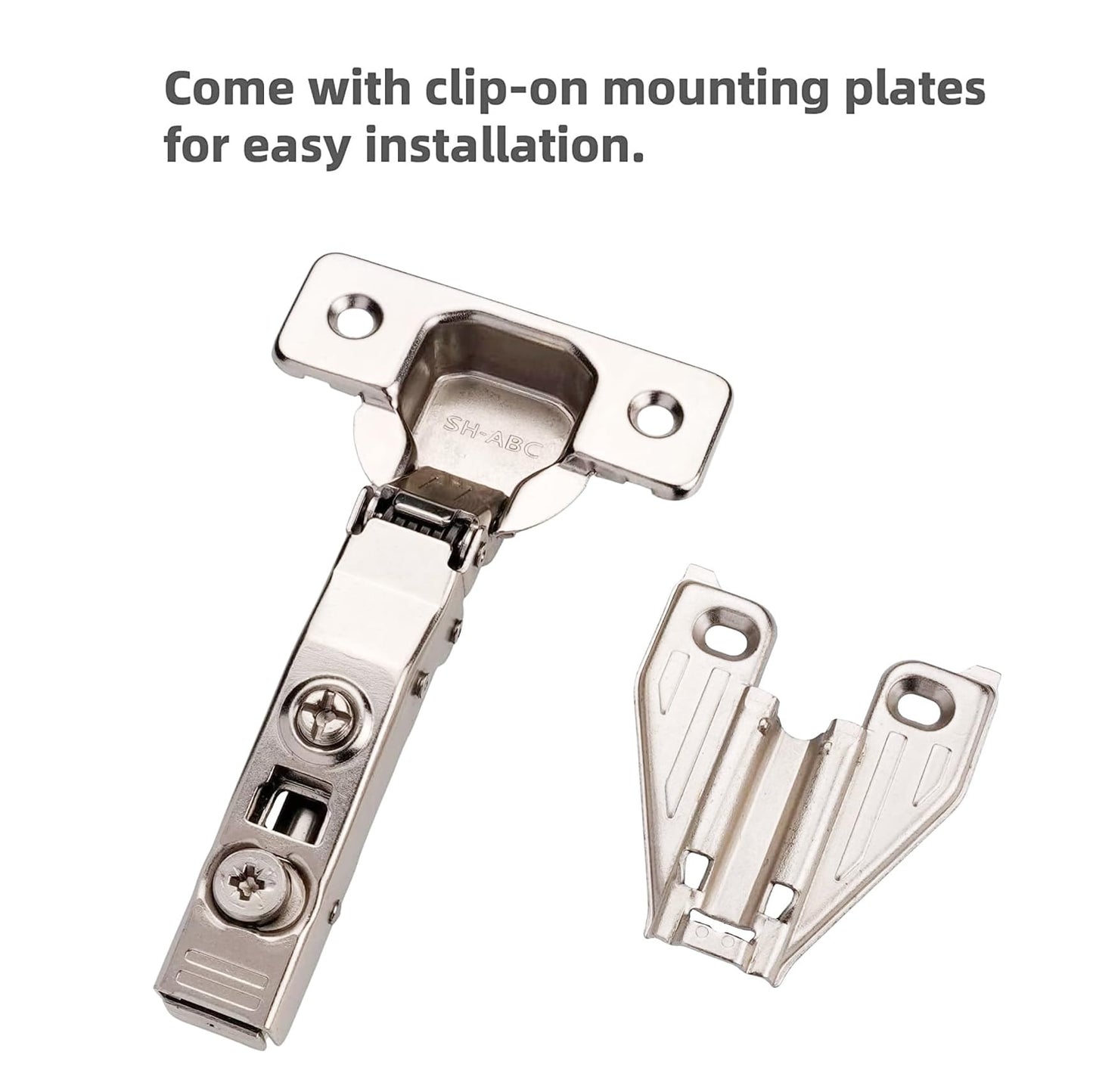 DecoBasics (50 PCS) Full Overlay Soft Close Cabinet Hinges for Kitchen Cabinets - 105° Face Frame Concealed Cabinet Door Hinge -3 Way Adjustability -Clip on Plate & Matching Screw 4 Easy Installation