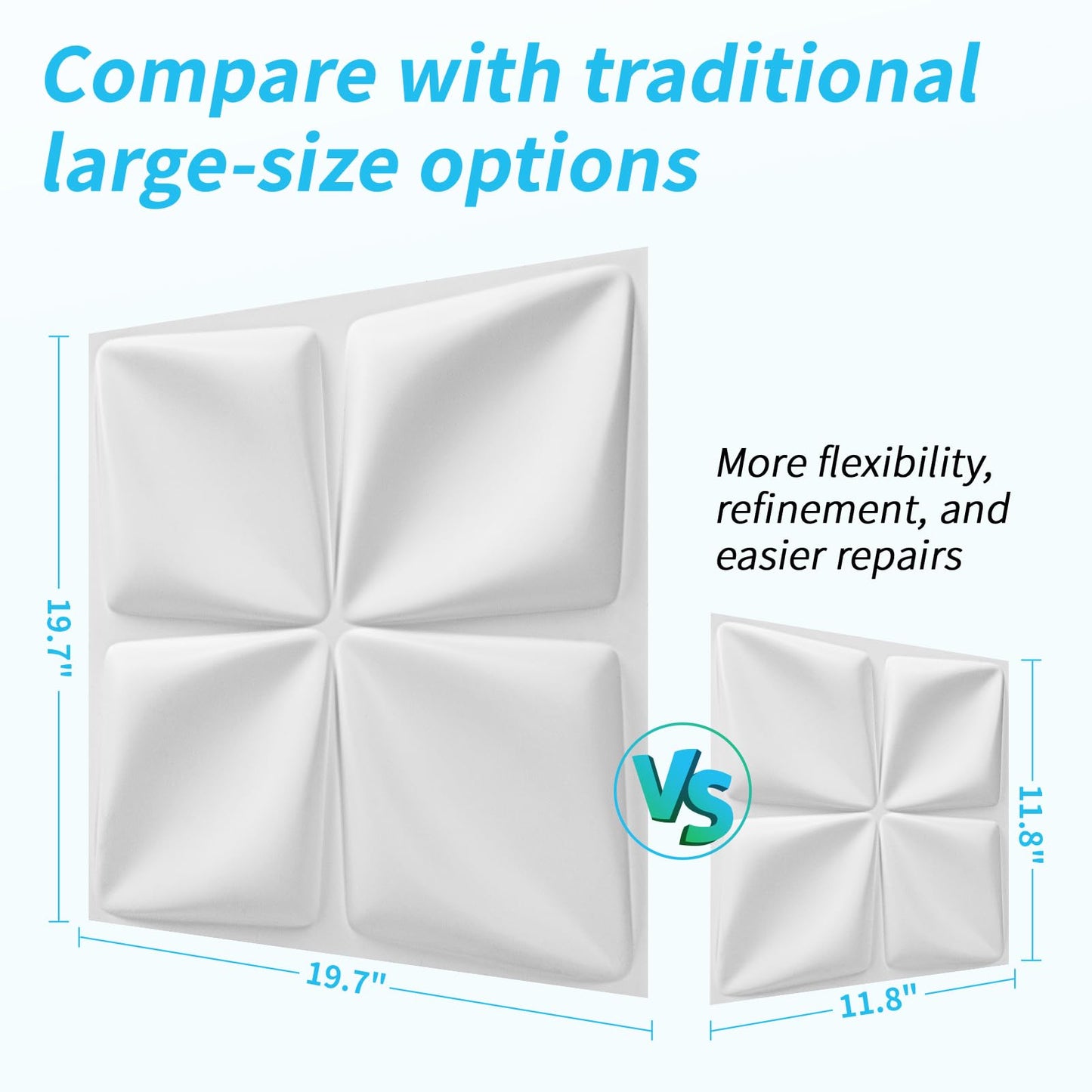 Art3d 20 Pack Decorative 3D Wall Panels, 19 Sq.Feet PVC Interior Wall Décor, 11.8"x11.8", White