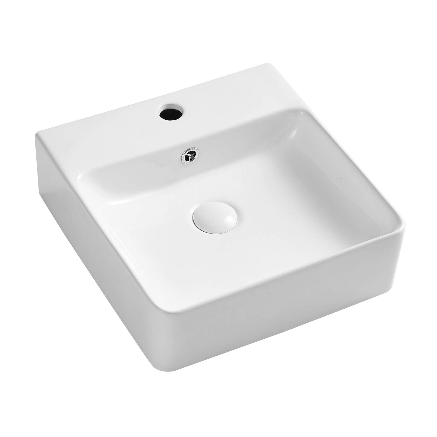 24" x 16.5" Bathroom Sink Vessel Rectangle, Eridanus Hang Wall Mount Sinks Countertop Vanity Floating Trough Washbasin, Ceramic Porcelain Modern White Art Basin Bowl with Overflow