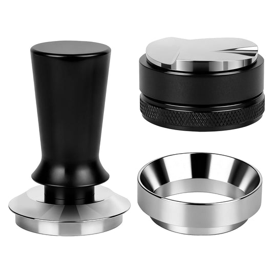 51mm Espresso Accessories Kit, 3 in 1 Complete Set with Distribution Tool, Spring Loaded Tamper & Dosing Funnel, Stainless Steel Coffee Leveler & Calibrated Tamper for Delonghi 51mm Portafilters