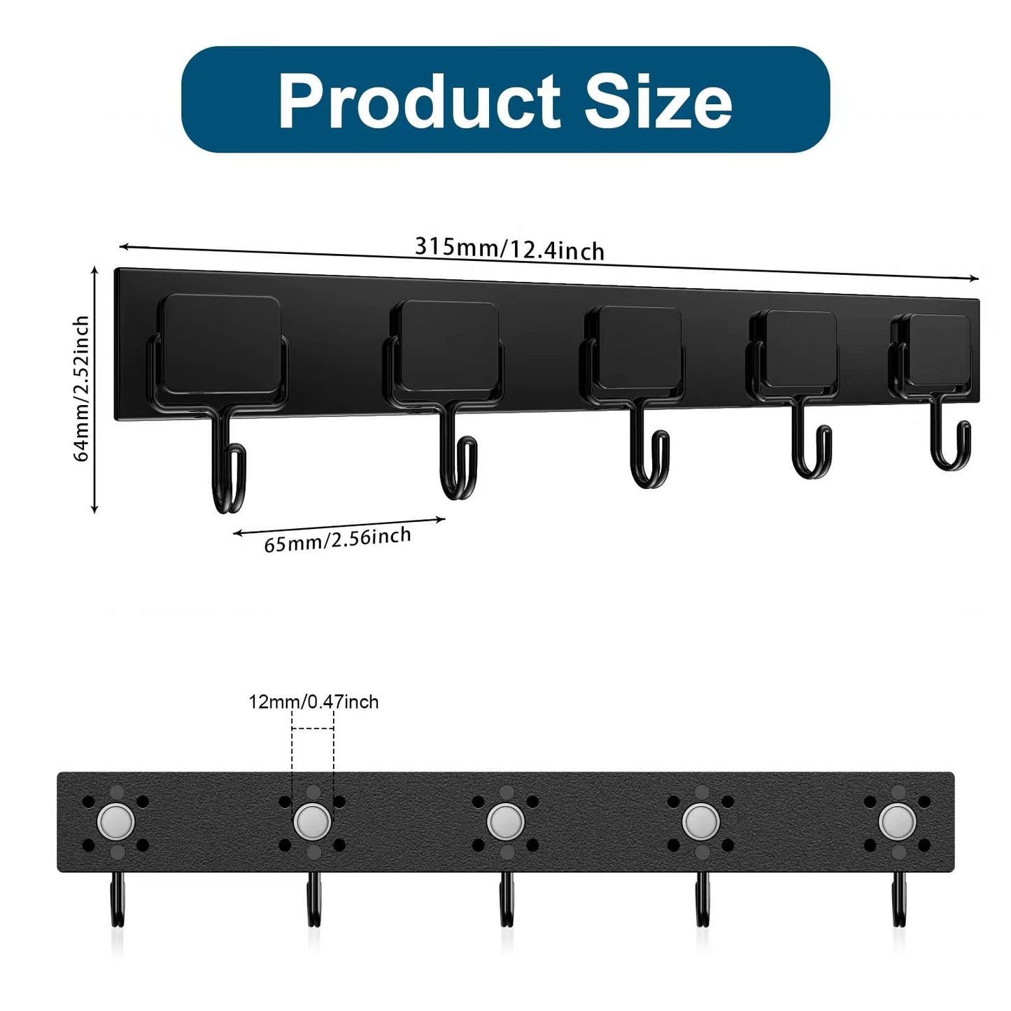 MAGTSMEI Magnetic Hooks for Cruise Cabins, Strong Neodymium Magnet Hook, Heavy Duty Magnet Coat Rack with 5 Metal Hooks for Indoor Outdoor Hanging, Kitchen, Keys Holder, Refrigerator, Oven