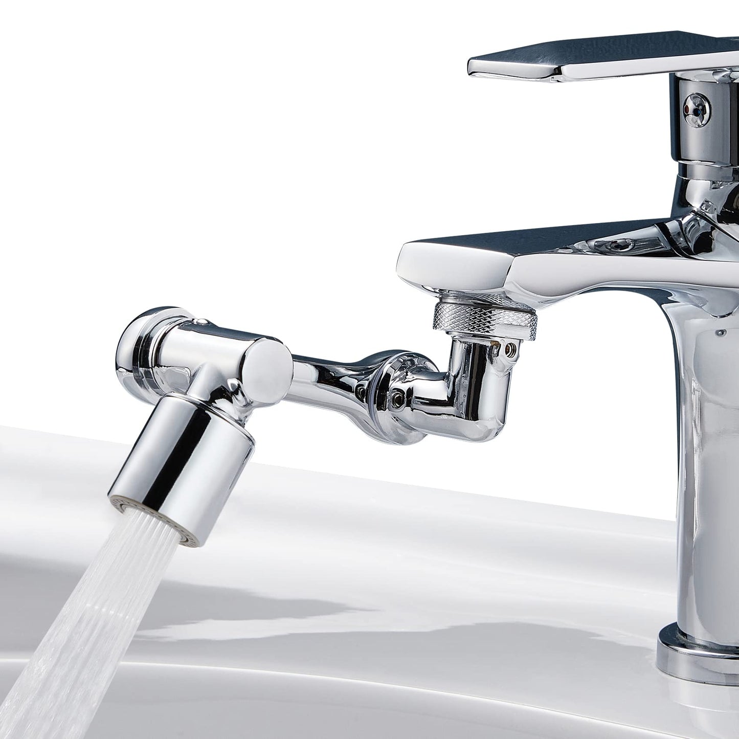 1080°Swivel Faucet Extender, Sink Water Faucet Aerator Extension in Brass, Swivel Robotic Arm Bathroom Faucet Extender, Kitchen Rotating Extension Filter with 2 Mode Splash