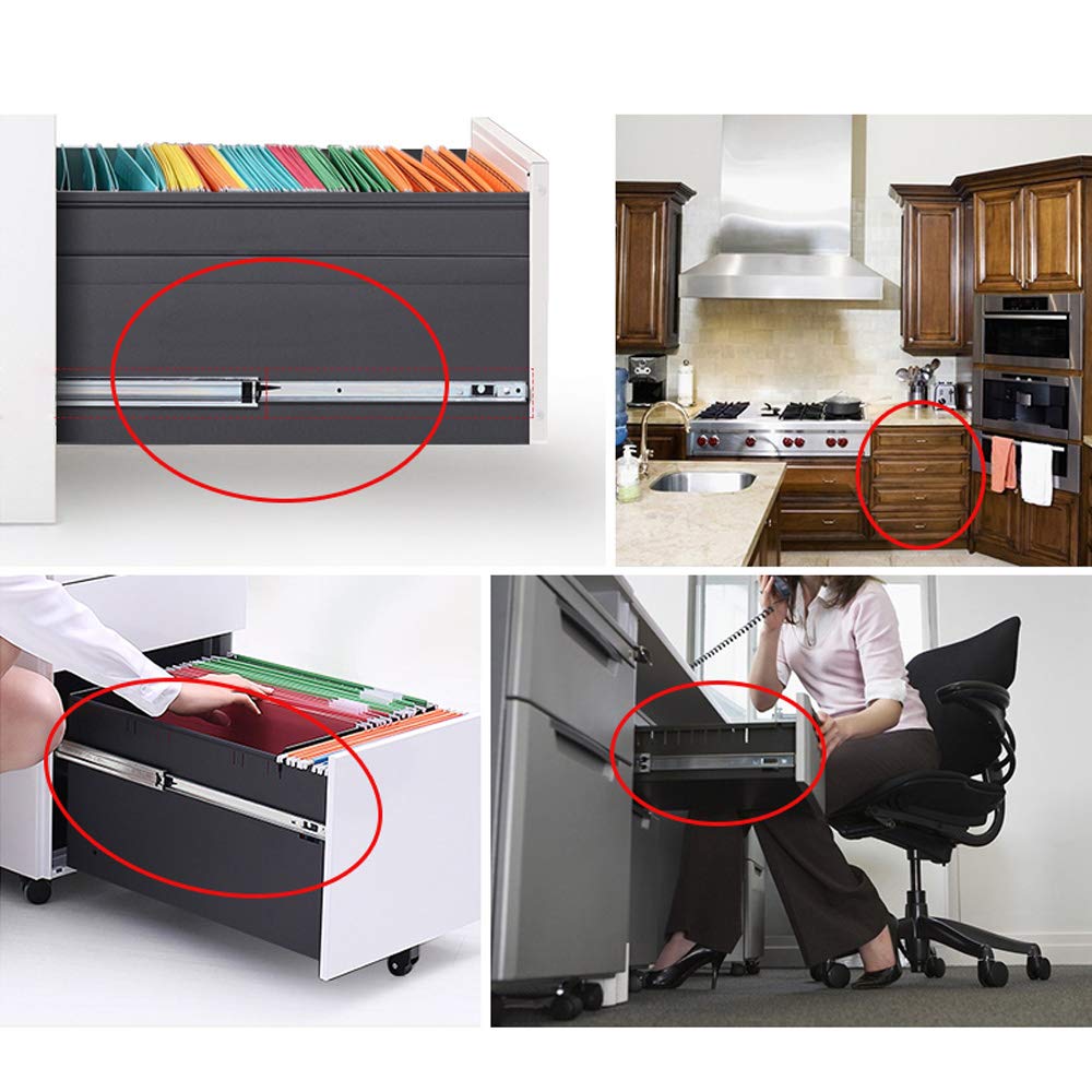 ETOPARS 5 Pairs 11" Heavy Duty 17mm Drawer Runners Slide Slides Ball Bearing Grooved Steel Extension Sizes Kitchen Cabinet Desk Capacity Side Mount