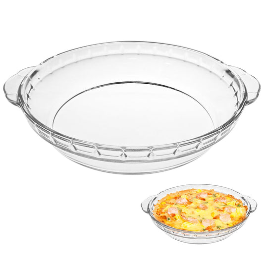 DOERDO Glass Pie Plate 8 Inch Round Deep Dish Pie pan with Handles Clear Baking Pan for Pie Cheese Cakes, 22.5x20CM
