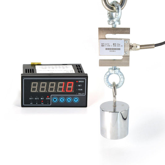 Load Cell Sensor with Indicator Display,S Type Test Tension and Compression Force Weight Scale Sensor,with 2PCS Hanging Ring,Units: Kilogram, gram, kN, ton Two Sets of Relay Outputs (0-5000KG)