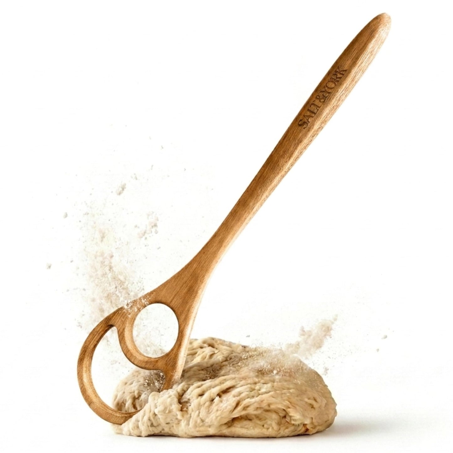 Large Danish Dough Whisk – 14.5" Wooden Dough Hook for Bread Mixing – Handmade Acacia Dough Whisk – Rustic Bread Making Tool for Sourdough & Stiff Doughs