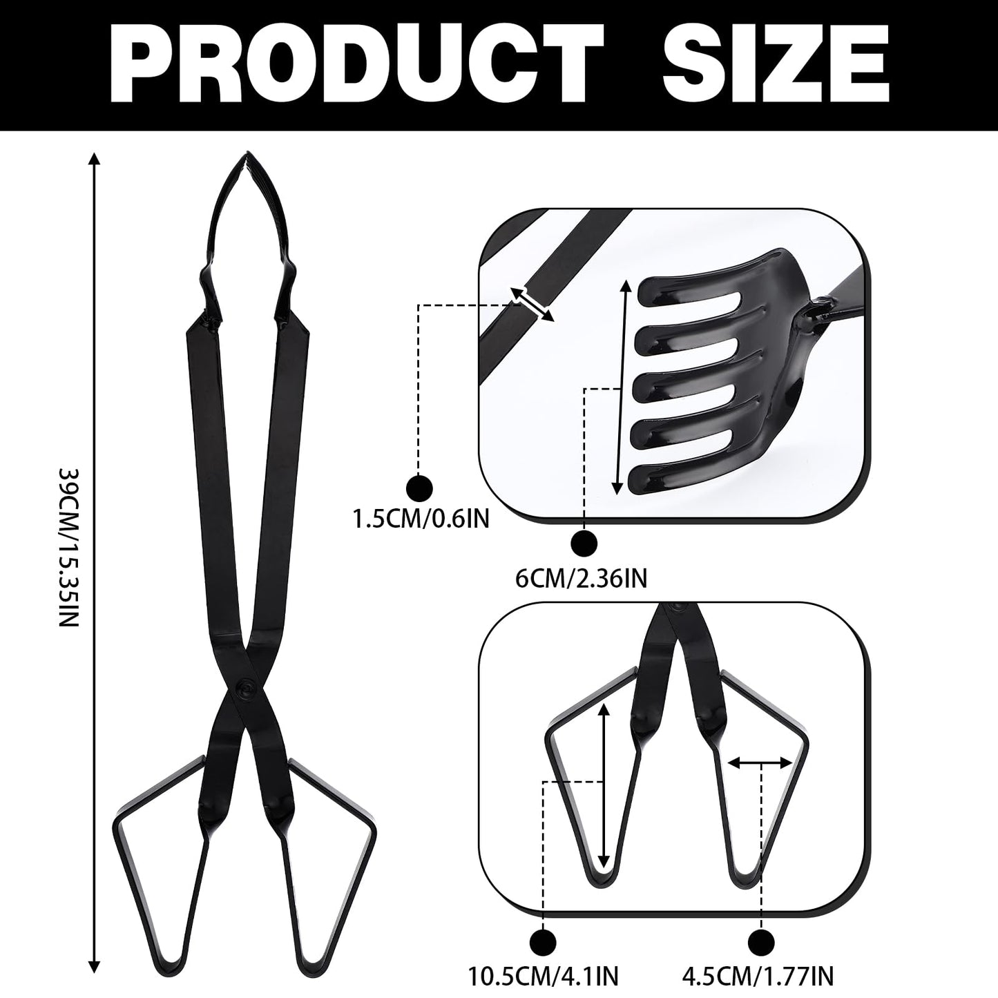 Lanties 2 Pcs Crab Tongs for Live Crabs, 15.24" Heavy Duty Crab Grab Claws for Seafood Handling, Ideal for Crabbing & Seafood Processing, Keeps Your Fingers Safe and out of Harm's Way, Black