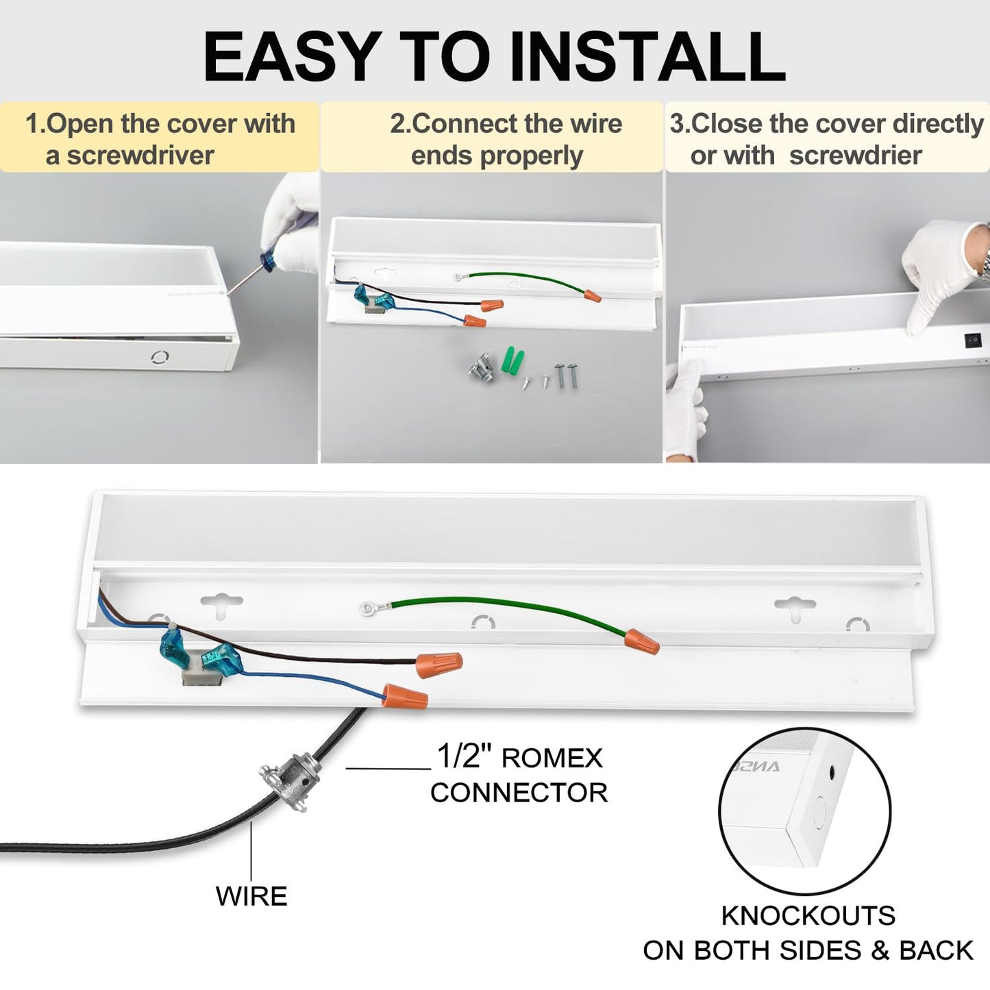 Ansen 4Packs of Under Cabinet Lighting Hardwired, 12IN 10W 666LM, Dimmable Led Light for Kitchen/Bar/Closet, CRI>92, R9>90, 5 Color Temperature, 2700K-5000K(Warm White, Cool White, Daylight)